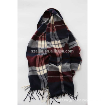 Fashion faux cashmere acrylic plaid long mens scarf